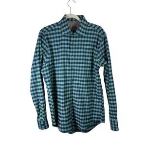 Twillory Performance Long Sleeve Button Up Shirt Tailored Blue Plaid Mens 16.5